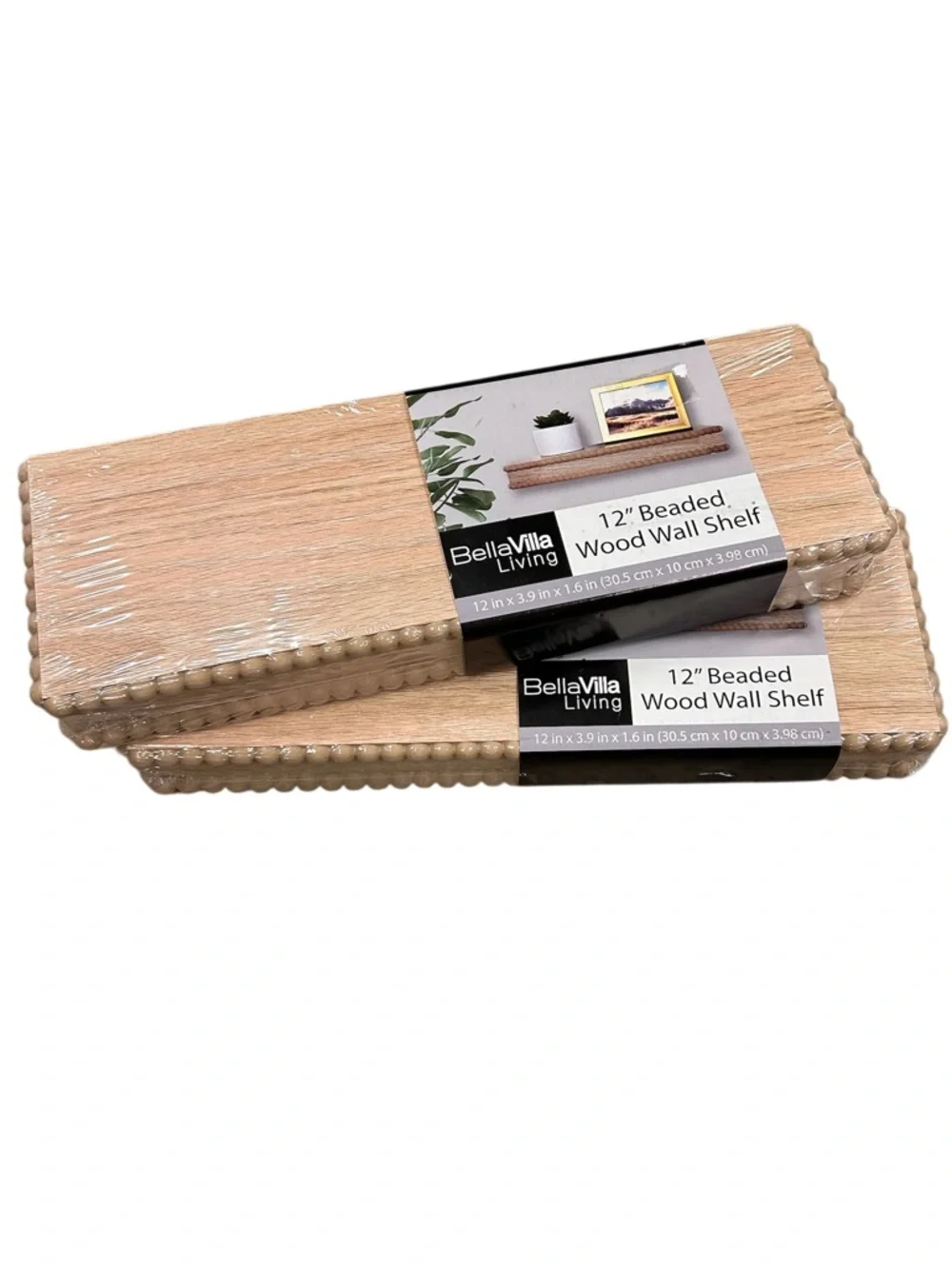 BellaVilla Living 12”‎ Beaded Wood Wall Shelf (Set of 2) Sealed